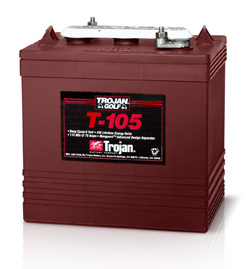 New Trojan T-105 6 Volt Deep Cycle Golf Cart Battery Free Delivery to many locations in the Northeast.